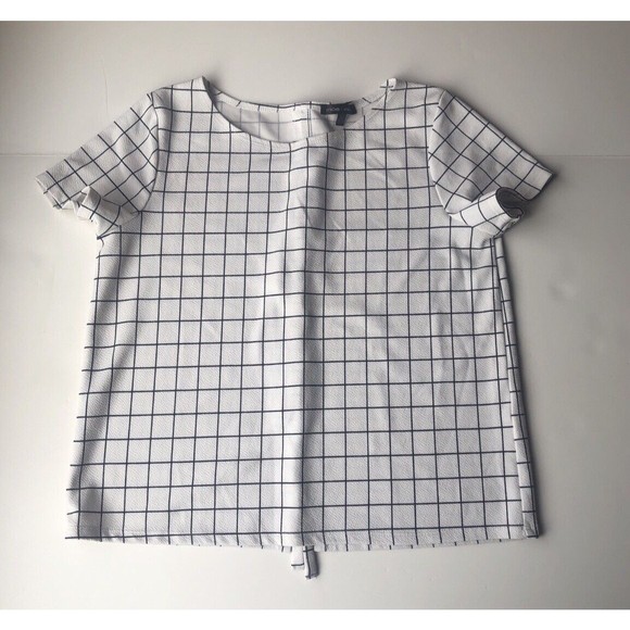 Moa Moa Checkered Slit Back Tie Top Checkered Size XL - Picture 12 of 12